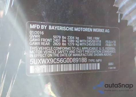 2016 BMW X3 xDrive28I from USA, damaged, VIN 5UXWX9C56G0D89188